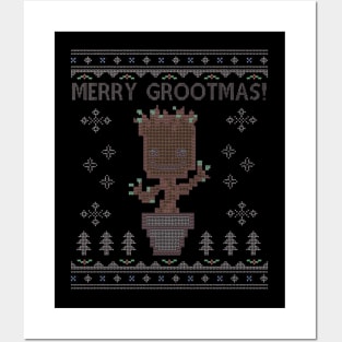 Guardians Of the Galaxy Merry Grootmas Christmas Knit Pattern Posters and Art